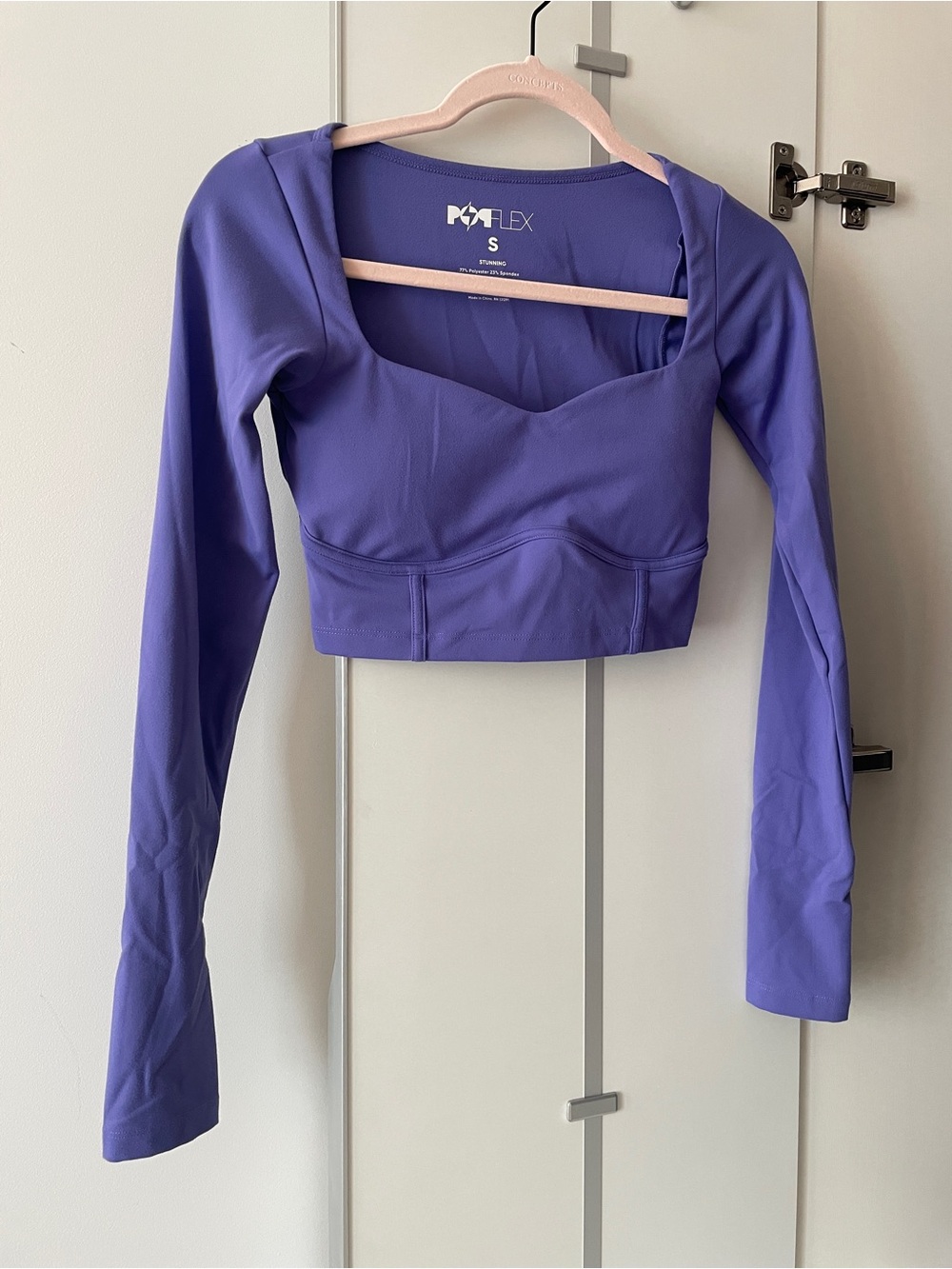 POPFLEX Purple Long-Sleeve Cropped Sweetheart Top